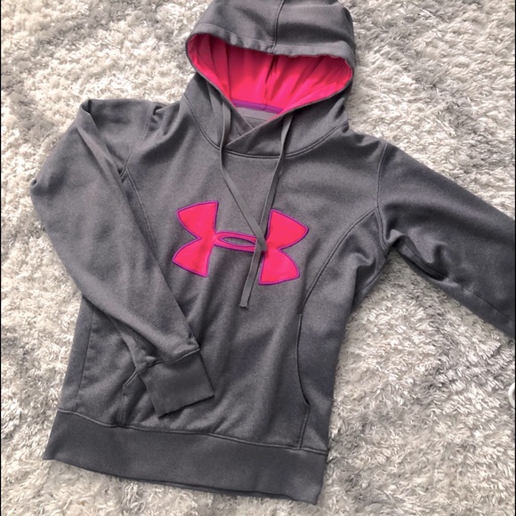 Under Armour Grey & Pink Hoodie Sweater - Picture 1 of 7